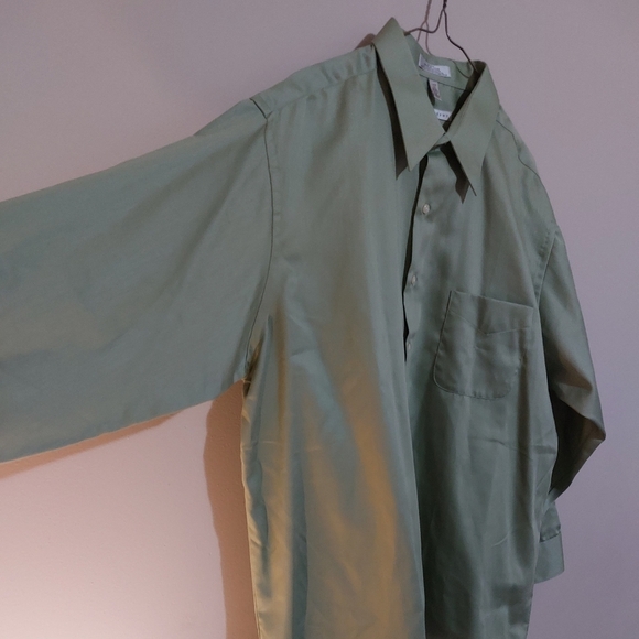 Geoffrey Beene satin cotton botton down nwt size 17 1/2 32/33 wrinkle free - Picture 2 of 6